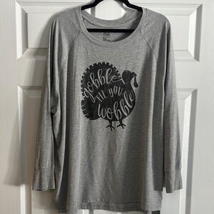 State of Mind Gray Turkey Graphic Long Sleeve Top
